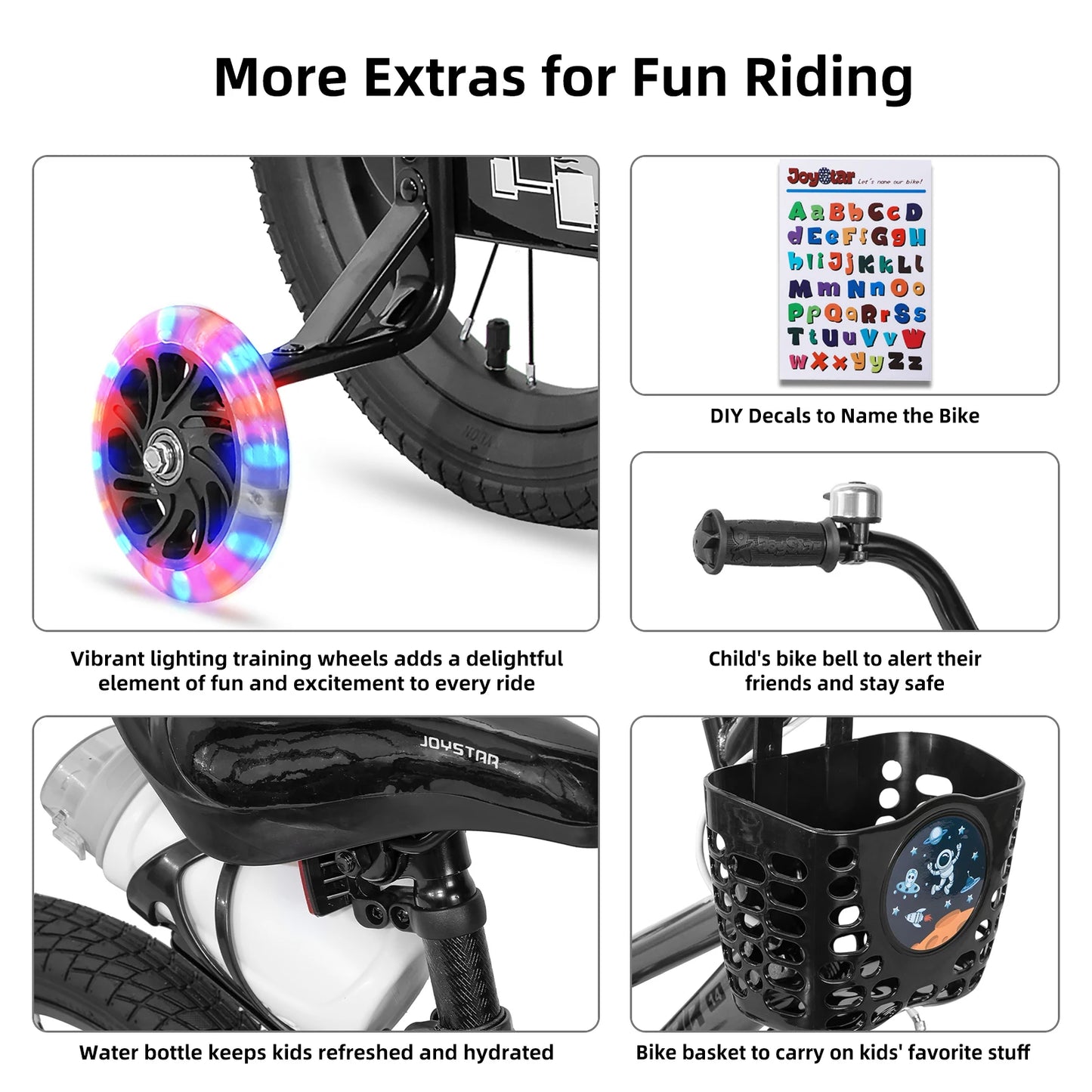 JOYSTAR 12 14 16 18 20 Inch Kids Bike with Training Wheels, Kids' Bicycle for Boys Girls Age 3-12 Years, Children Bikes, Grey