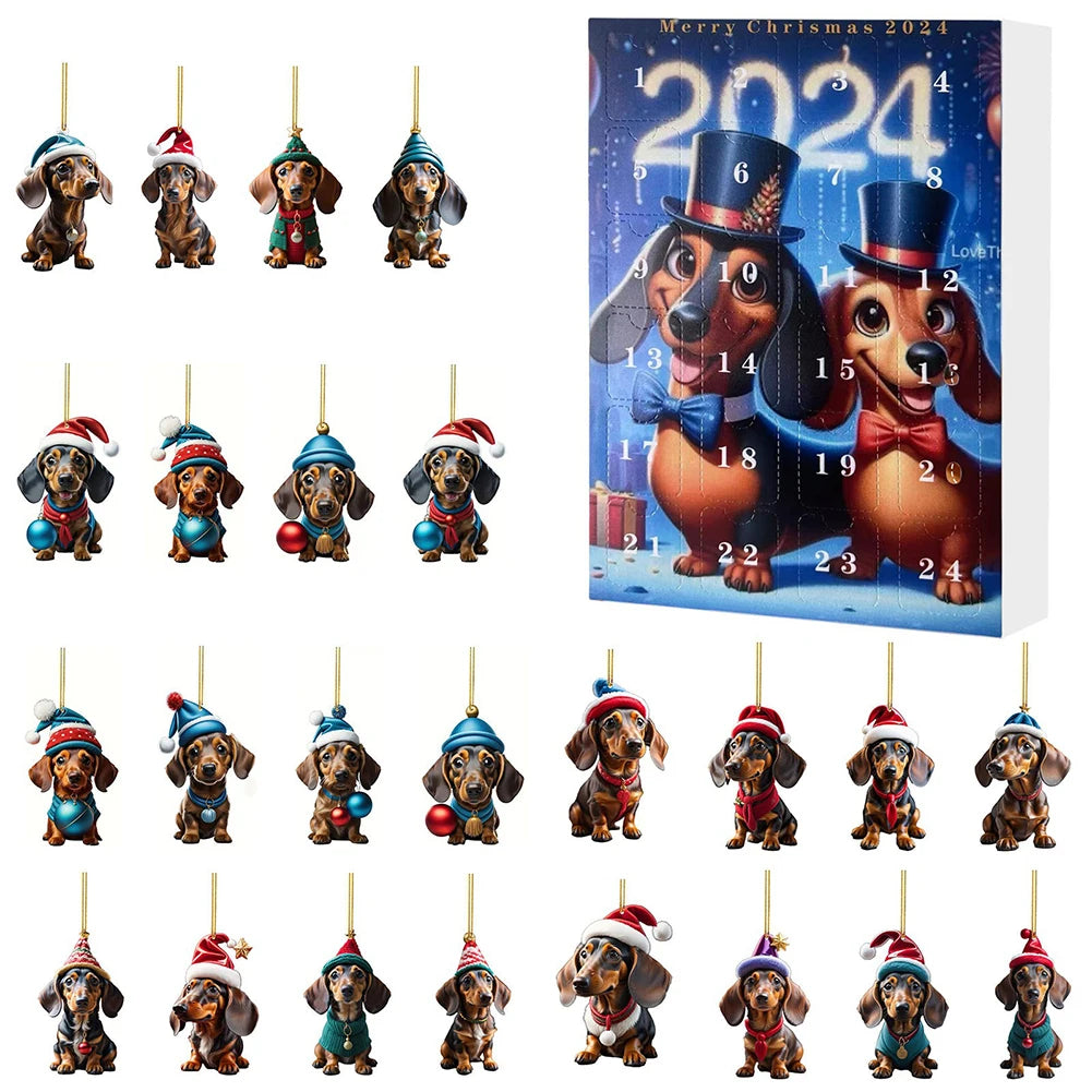2025 Countdown Advent Calendar Dachshunds Kit 24 Days Dachshunds Advent Calendars Soccer Party Birthday Christmas Supplies Box f