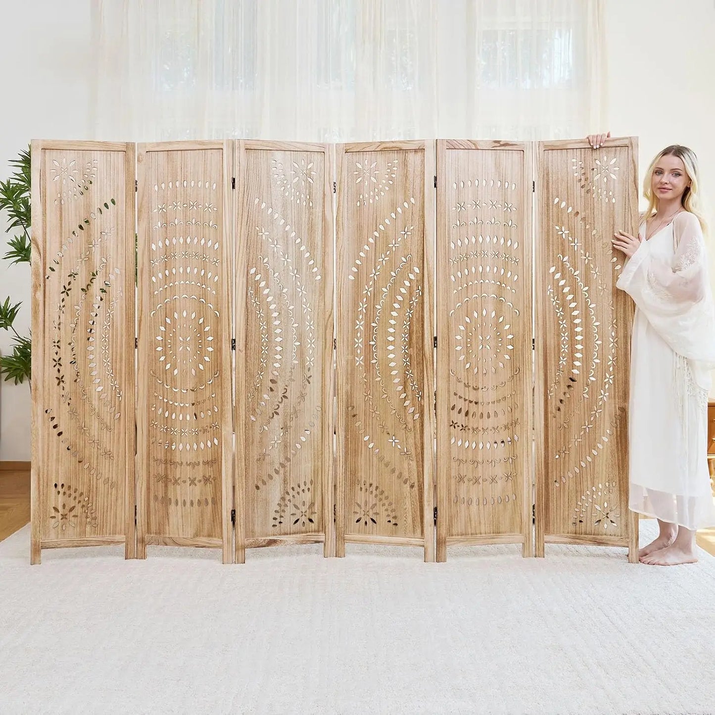 5.6 Ft Folding Room Divider, Portable Privacy Screen & Partition, No Assembly Required for Use as Cat Litter Box, Customized