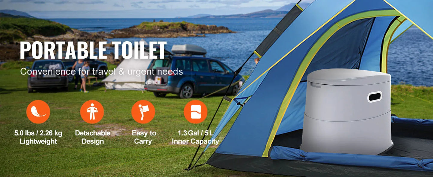 SucceBuy Portable Toilet for Camping Porta Potty with 1.3G Detachable Inner Bucket TravelToilet for OutdoorCamping LongRoad Trip