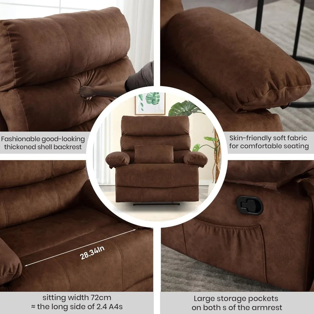 Oversized Recliner Chair for Big and Tall Adults, Extra Wide 28.3" Seat PU Leather Recliner, Heavy Duty Living Room Chair with A