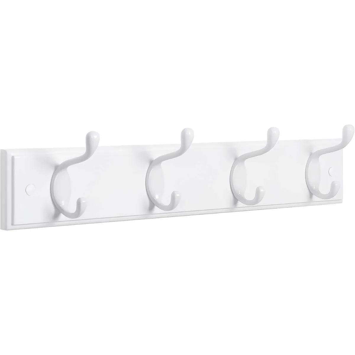 Wall Mounted Coat Rack with 4 Dual Metal Hooks for Entryway Bedroom Living Room Storage White