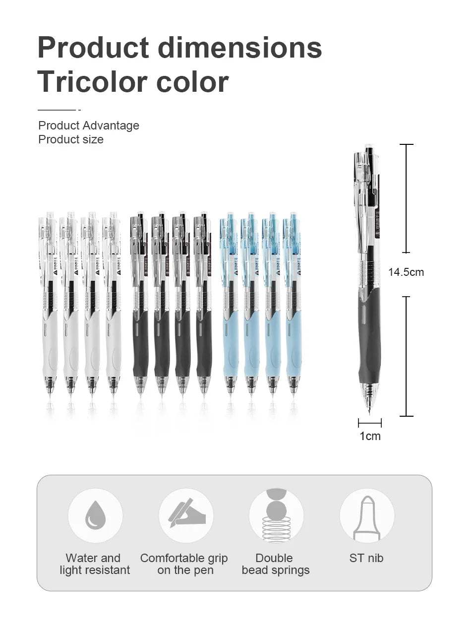 Gel Pens - 12 Retractable Gel Pens, 0.5mm Fine Tip, Quick Dry Ink, Non-slip, Smooth Writing - For Office and School Supplies