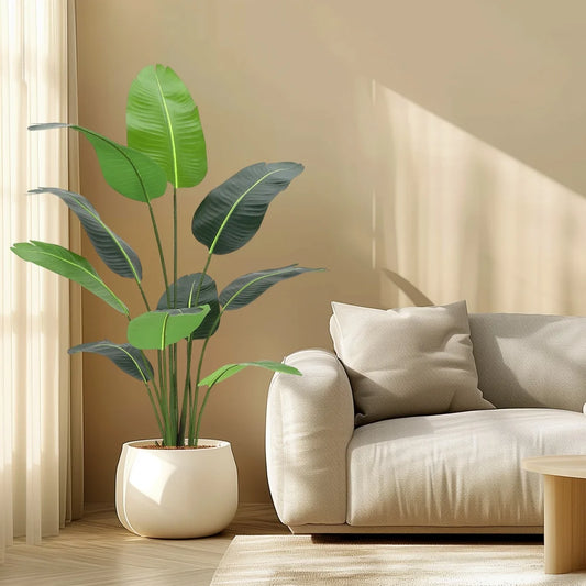 Artificial Bird of Paradise Plant 4/5 FT Fake Palm Tree for Indoor Outdoor Faux Plants for Home Office Perfect Housewarming Gift