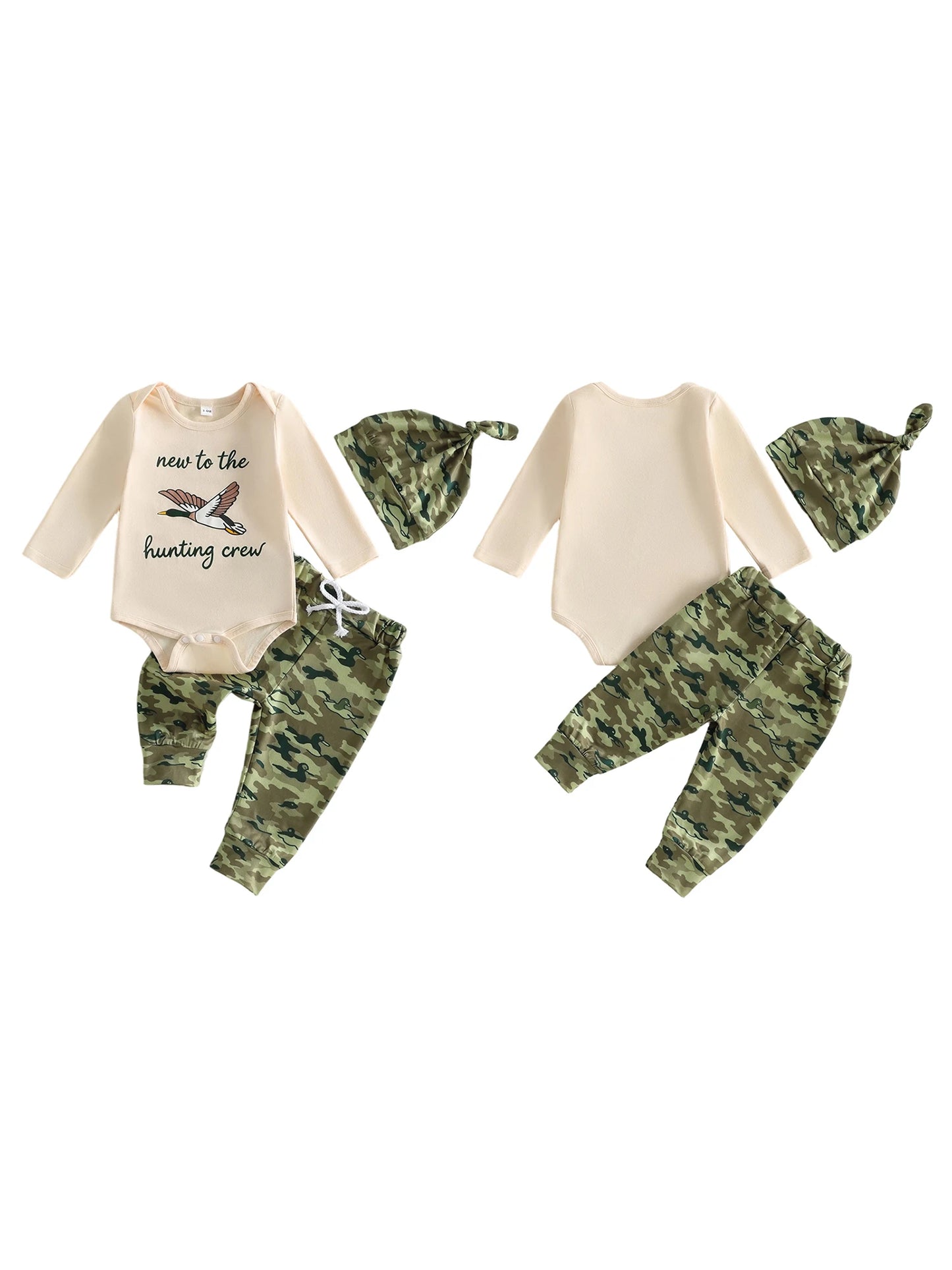 Outfits Long Sleeve Baby-Boys-3 Pcs Camo Print Baby Boys Hat Newborn Clothes Set Hat Set Newborn Lightweight Outfits Long Sleeve