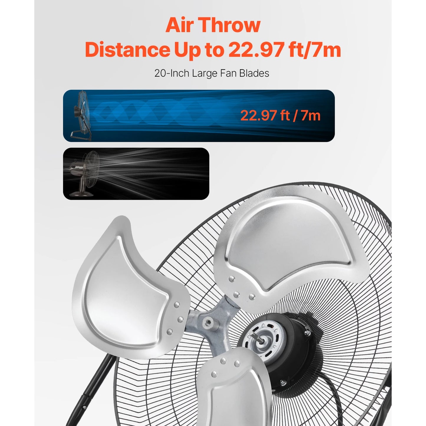 VEVOR Floor Fans 3 Speeds High Velocity Heavy Duty Industrial Fan 4800 CFM 360° Adjustable Tilt for Gym Home Commercial Shop