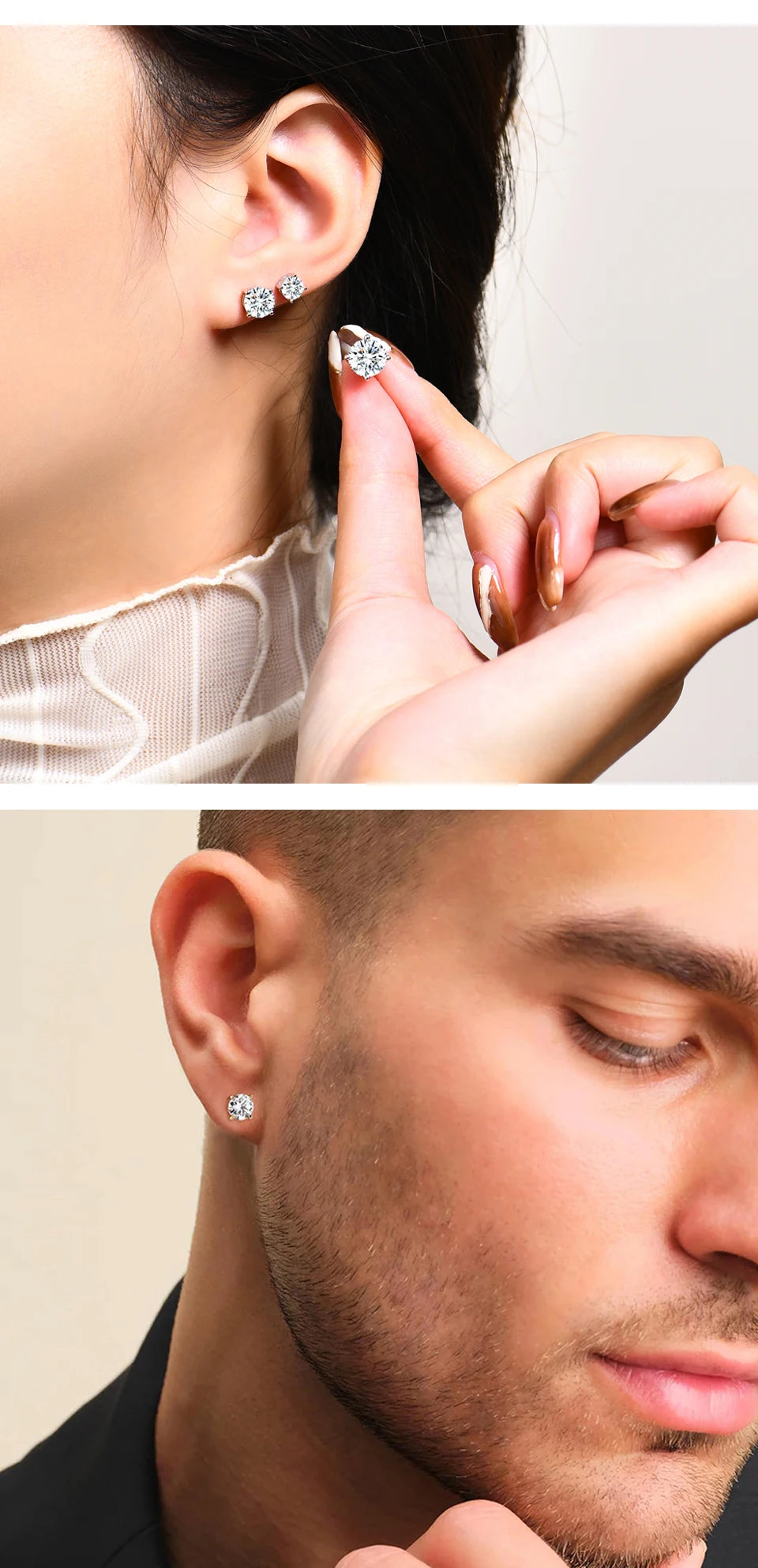 ATTAGEMS D VVS1 Moissanite Four Claw Earrings For Women Man S925 Sterling Silver Sparkling Wedding Jewelry Shipping from the USA