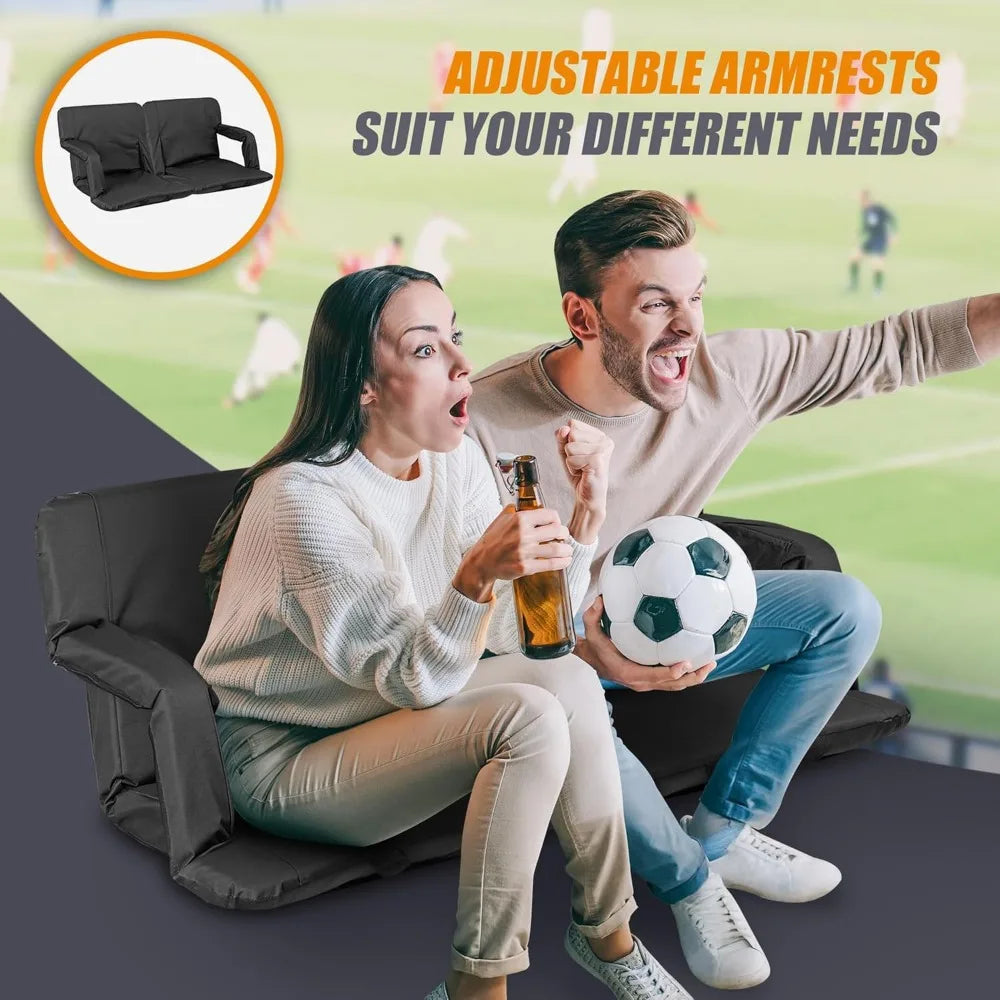 20.5"/25" Wide Stadium Seat for Bleachers w/Back Support Padded Cushion Portable Reclining Bleacher Seats