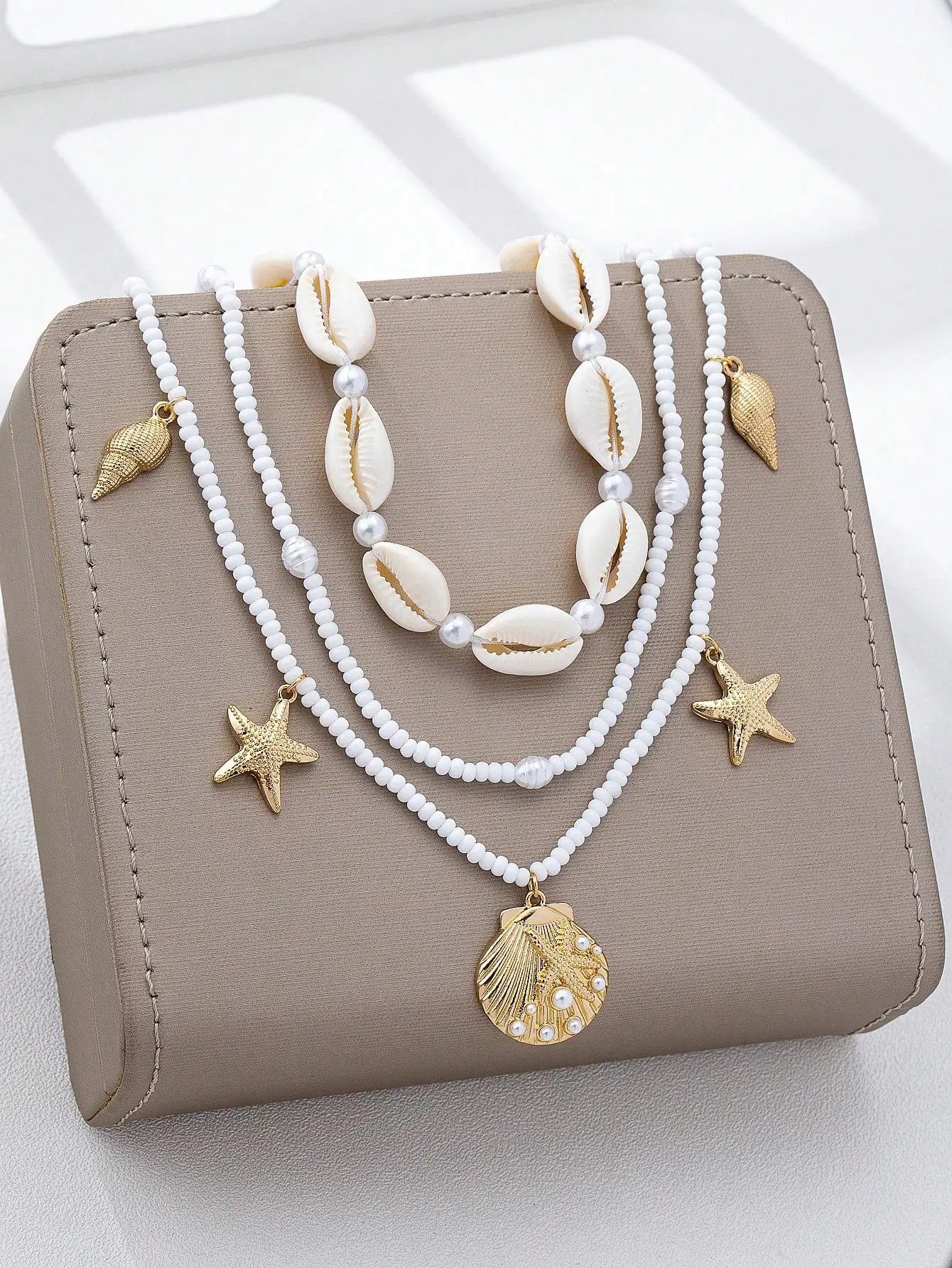 2pcs Bohemian Style Ocean Series Shell & Starfish Beaded Waist Chain For Women