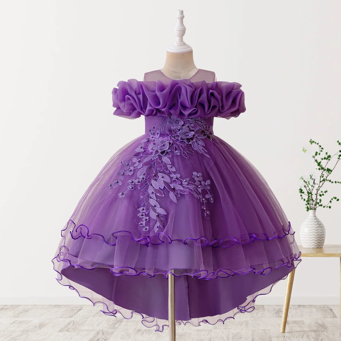 Stylish Toddler Girls Floral Print Sleeveless Ruffle Tulle Dress Perfect for Everyday Wear and Special Occasions