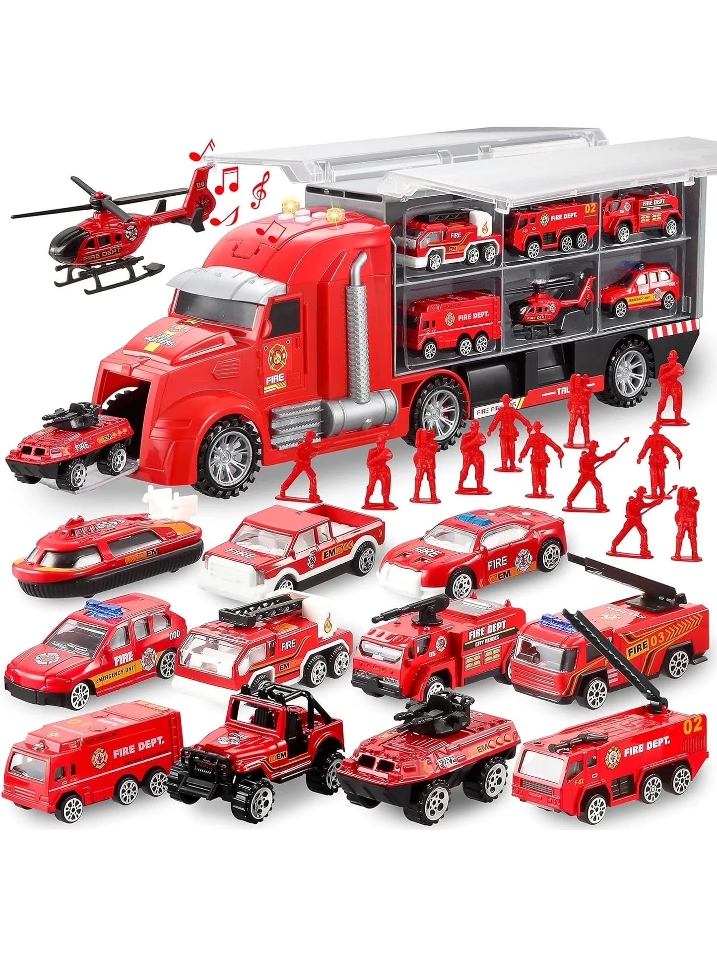 Joyfy 25 in 1 Die-cast Construction Big Truck Toys Car Transporter Storage Truck  for Kids Boys Girls Birthday
