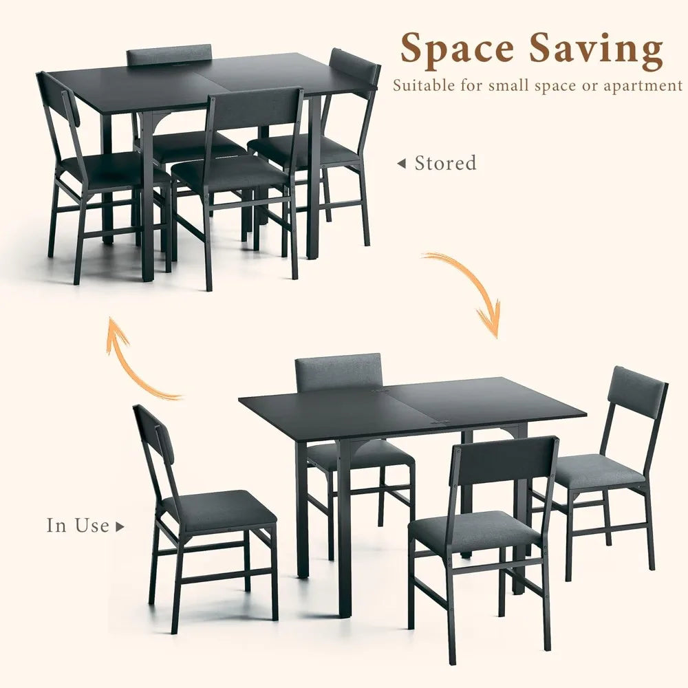 4-person Dining Table Set, Expandable Kitchen Dining Table Cushion Chair Set