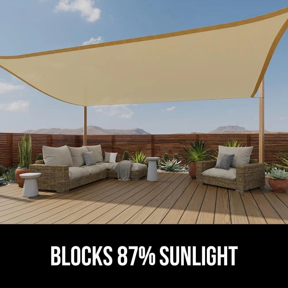 Heavy Duty UV Sun Shade Canopy Tear Rust Resistant Curved Edge Breathable Outdoor Patio Lawn 6x10 Sand