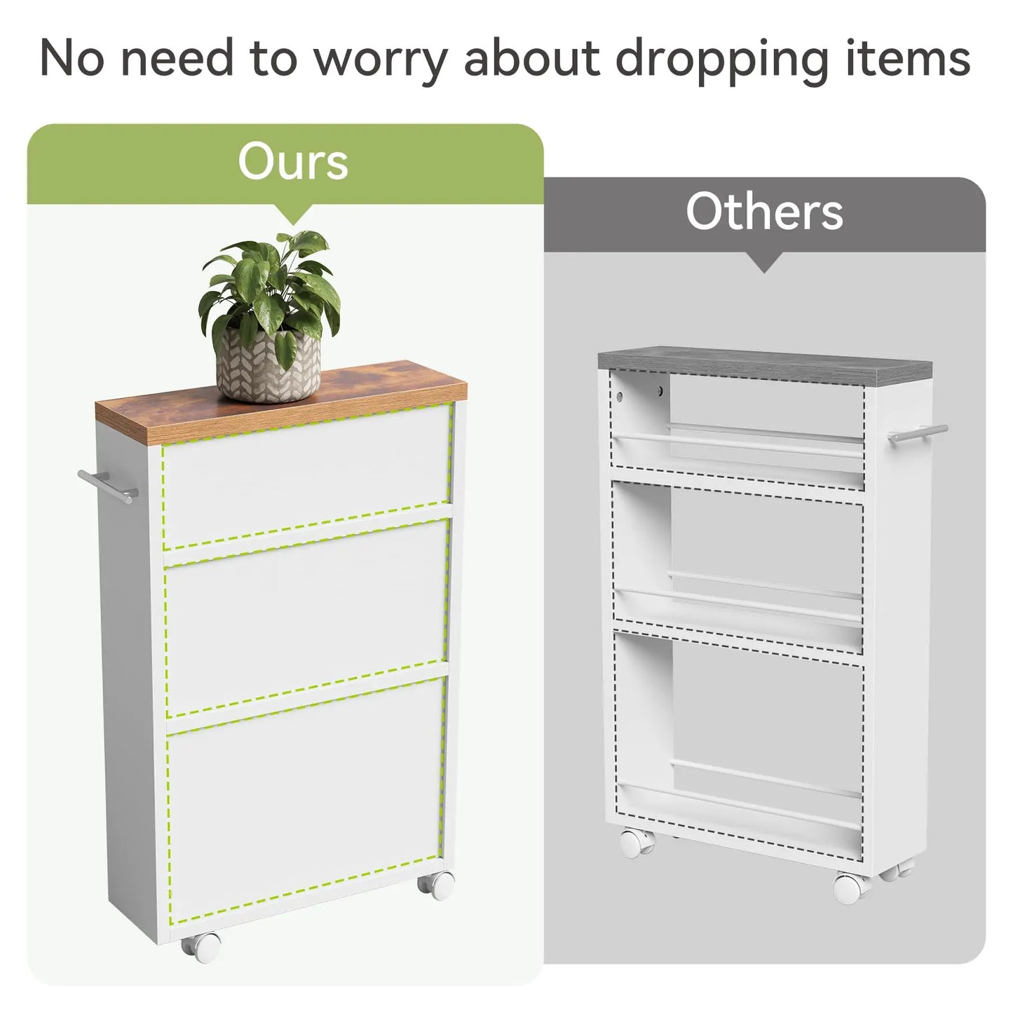 Tribesigns Slim Storage Cart with Handle, 4-Tier Rolling Narrow Kitchen Cart on Wheels for Small Place, Bathroom, Laundry