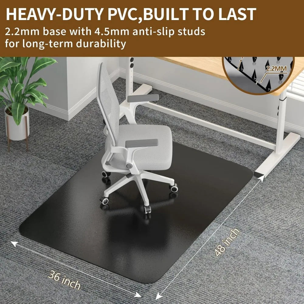 Heavy Duty Chair Mat for Low Pile Carpet with Cleats Black Plastic Floor Protector Smooth Rolling