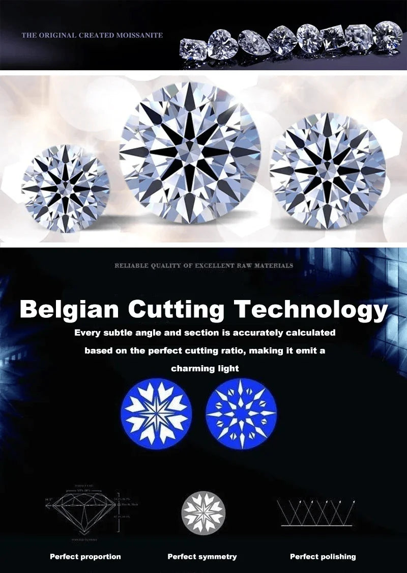 1CT*2 D VVS1 New Style Moissanite 925 Sterling Silver Dangle Earrings for Ladies Sparkling Wedding Jewelry Anniversary girl gift