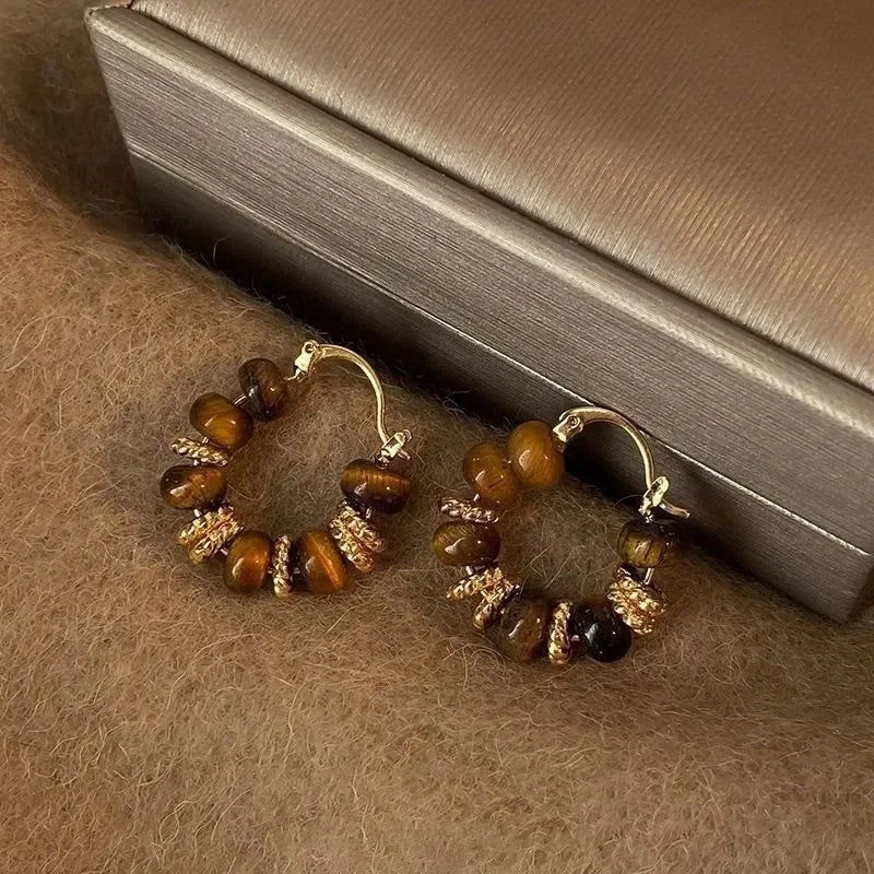 Vintage Brown Dripping Oil U-shaped Earring for Women Simple Hoop Earrings Temperament Personality Fashion Female Jewelry 2026