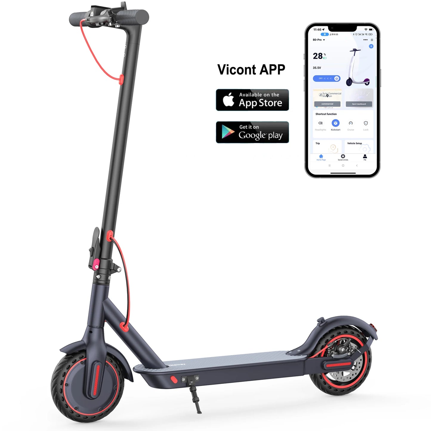 LP60 Electric Scooter 350W 25km/h APP Smart Control Scooter 8.5inch tire Folding Electric Scooter 30KM Max Range for Adult