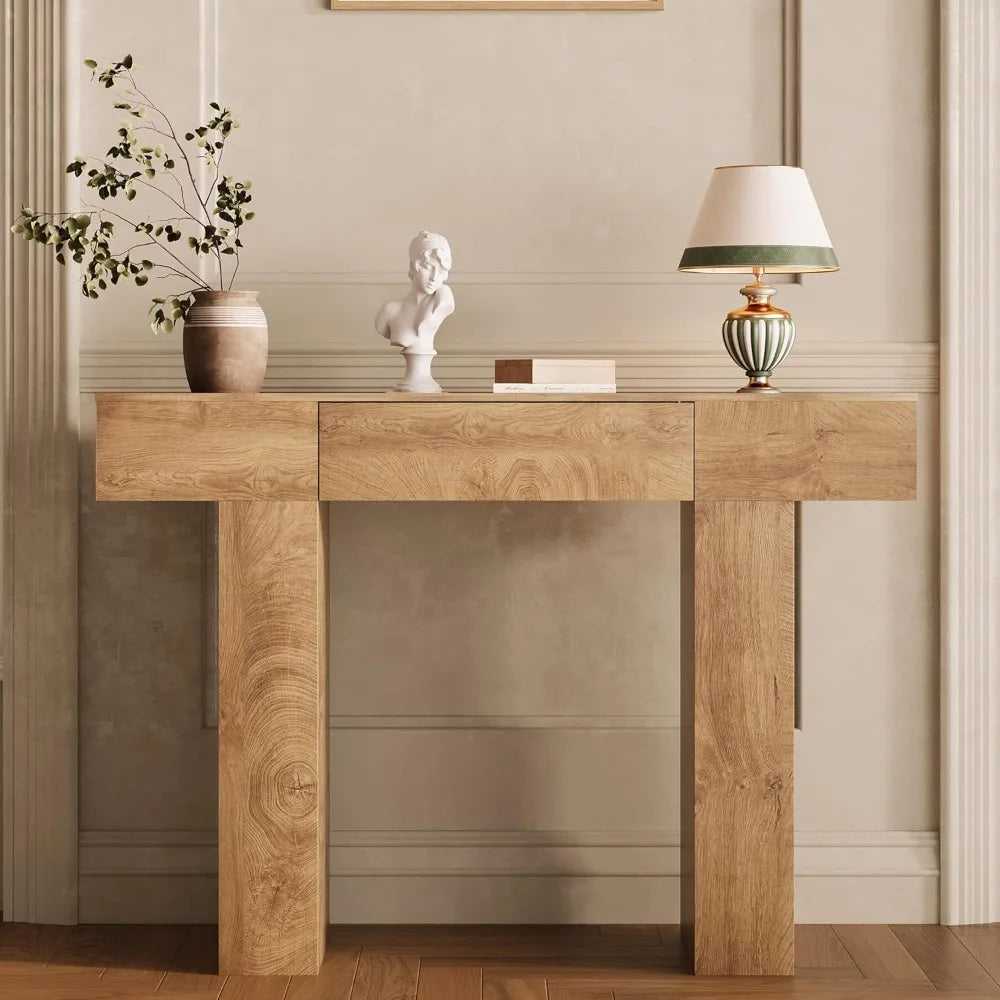47 in Long Console Table with Drawer, Wooden Rectangular Sofa Table Behind The Couch, Industrial Farmhouse Entryway Foyer
