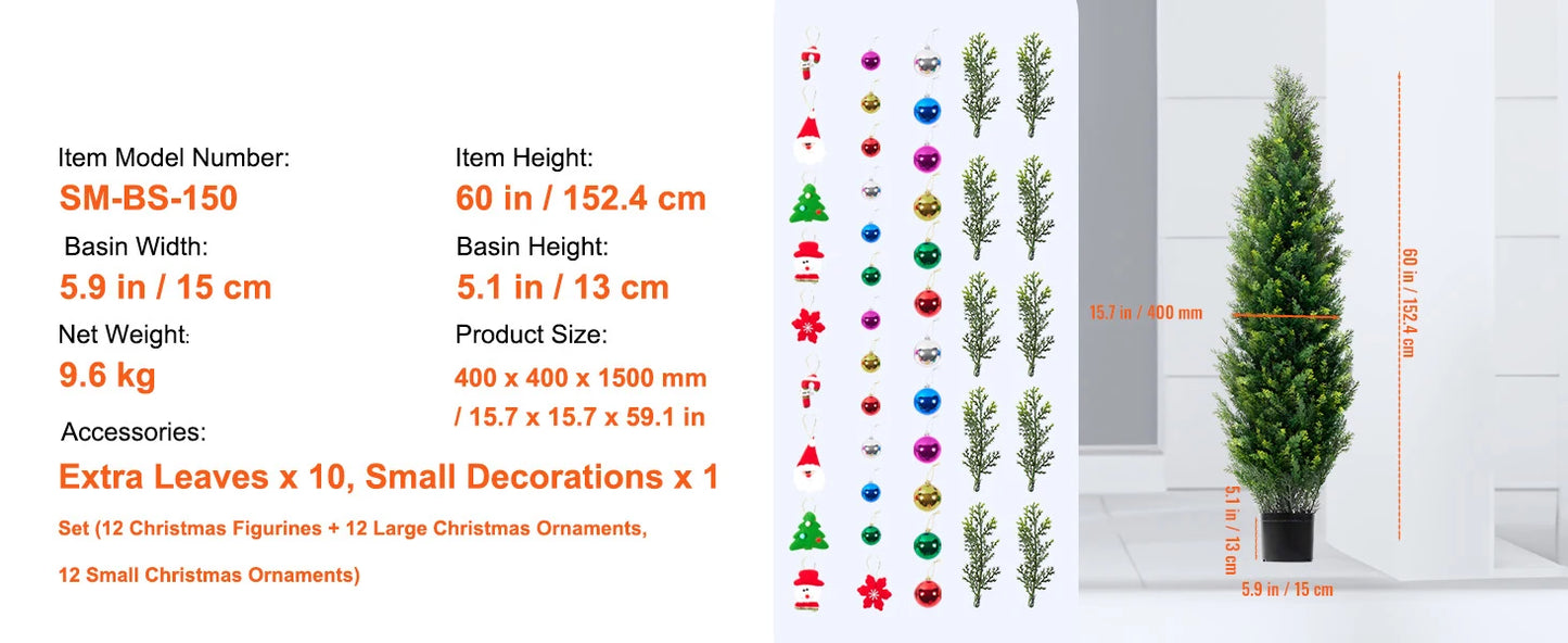 SucceBuy Artificial Cedar Topiary Tree Evergreen Fake Pine Cypress Trees Plant Artificial Greenery Set for Home Decor Outdoor