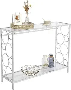 Toughened Glass Console Table,Clear Glass Accent Console Sofa Table with Stainless Steel Frame,Gold Entry Tables for Hallway, So