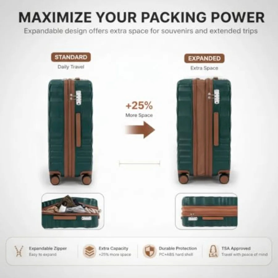 5-Piece Hard Shell Expandable Luggage Set, Airline Approved Carry-On