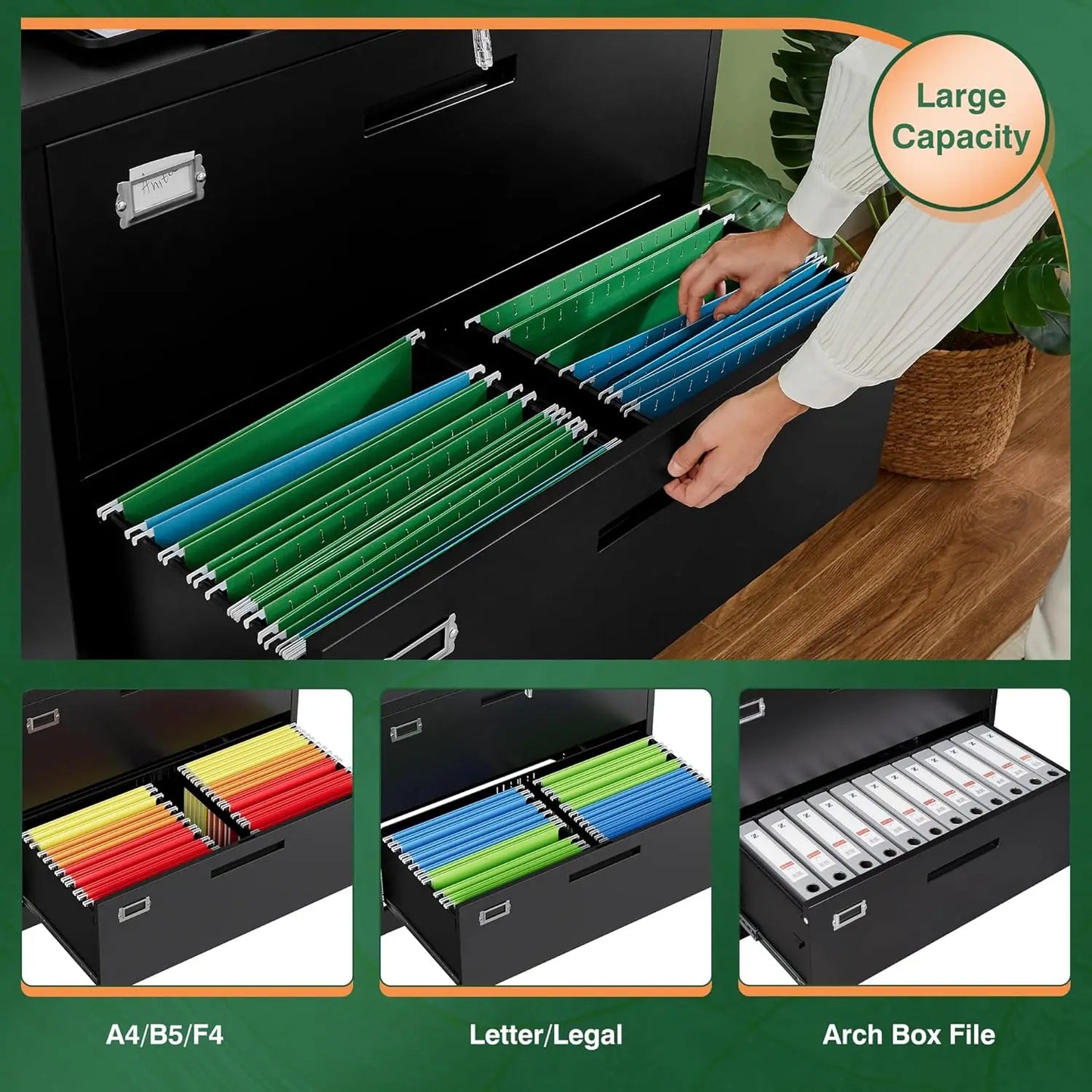 Lateral 3 Drawer File Cabinets with Lock, Metal Filing Storage Vertical Cabinets,Home Office Furniture for, Customized