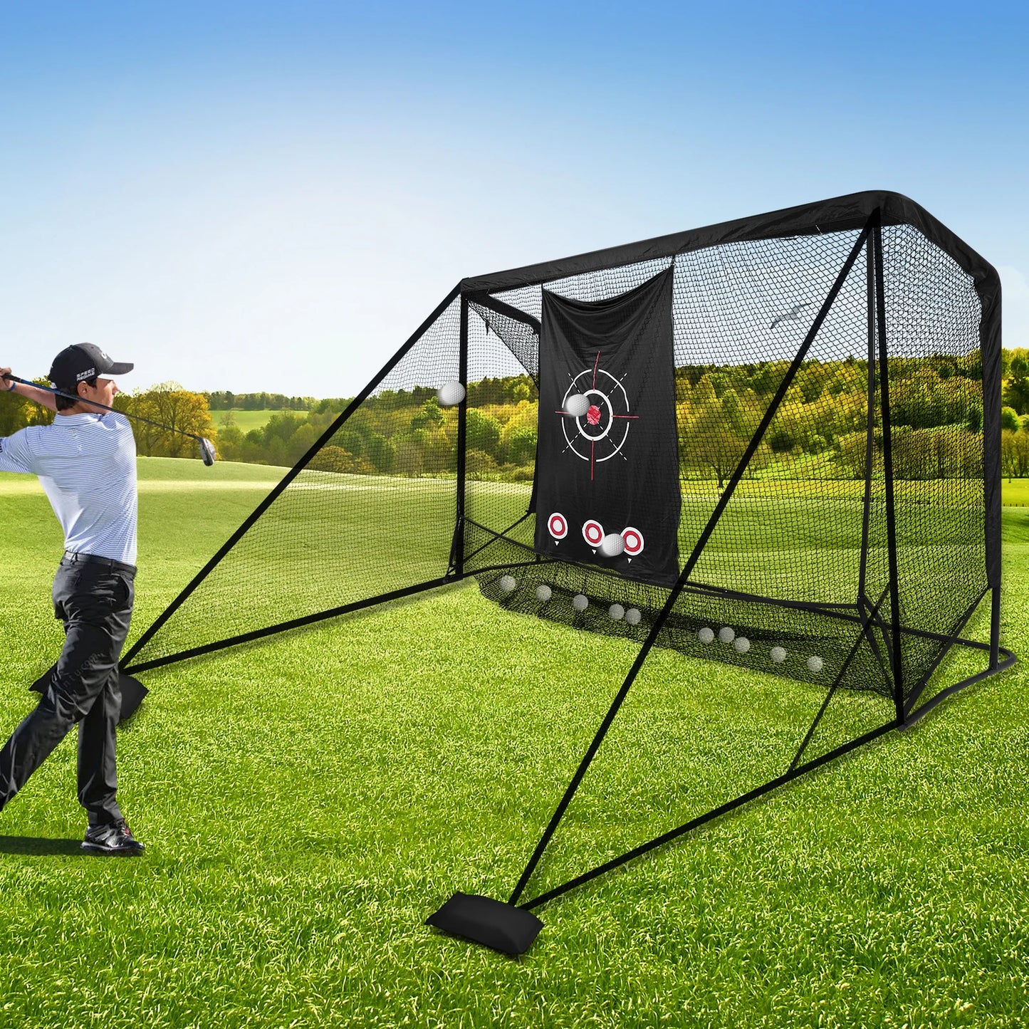 Golf Practice Net 10x7FT Heavy-Duty Golf Cage Net Gifts for Men Dad Him for Outdoor Indoor Backyard Driving Chipping