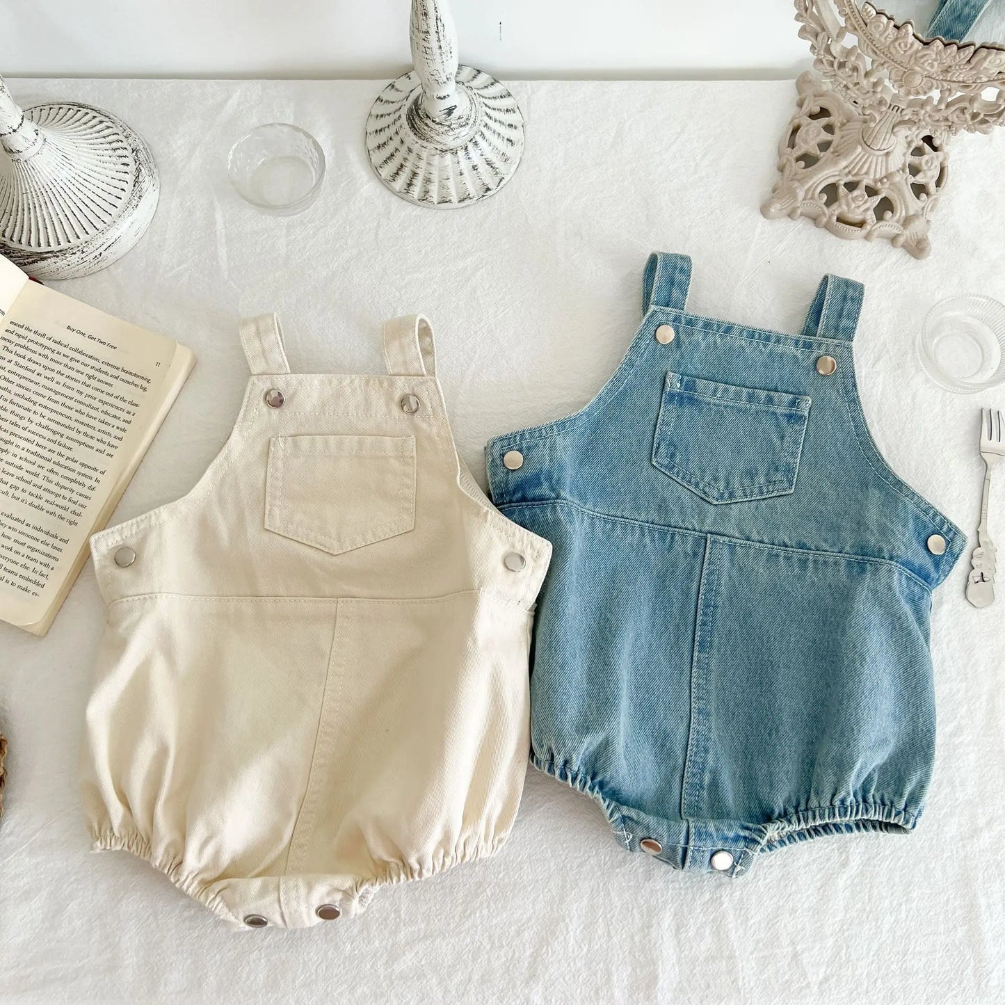 Spring and Autumn Newborn Infant Baby Boys and Girls Cowboy Sleeveless Rompers Kids Onepiece Fashion Baby Clothing