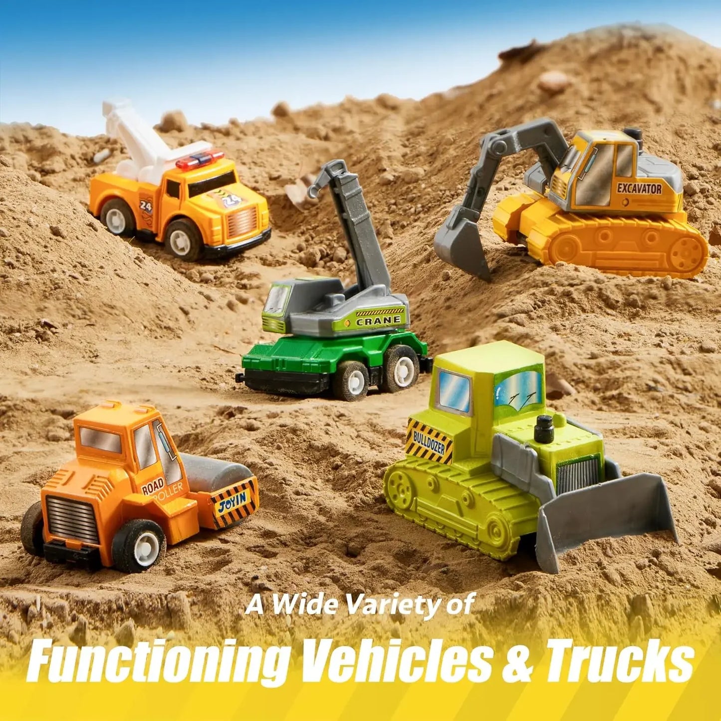 JOYFY 18 Pcs Pull Back City Cars and Trucks Toy Vehicles Set Friction Powered Cars for Kids Best Birthday Christmas Gifts