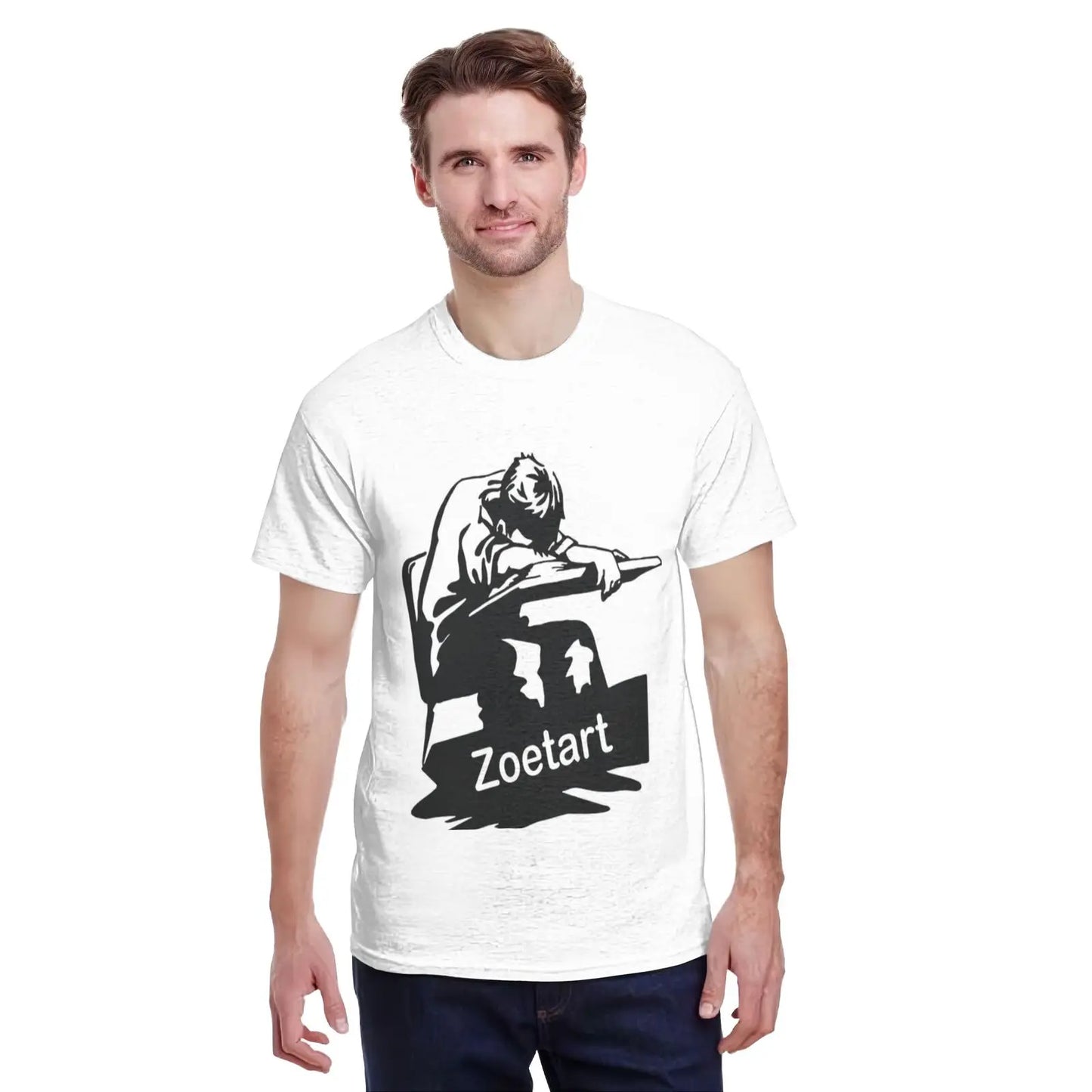 Custom T-Shirt (Text Name or Picture), 100% Cotton 180g Men's Pure Cotton Round Neck Short Sleeved T-shirt for Home Travel Sport