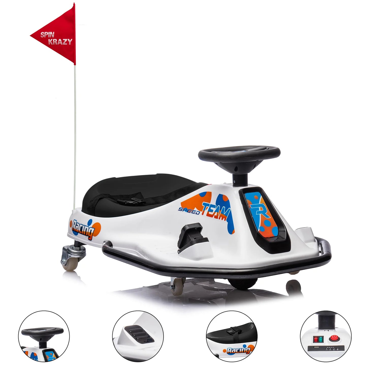 24V Electric Drifting Go Kart for Kids - Sleek Outdoor Ride on Toy with High/Low Speed Switch 360° Rotating Fun, Ages 3-8Y