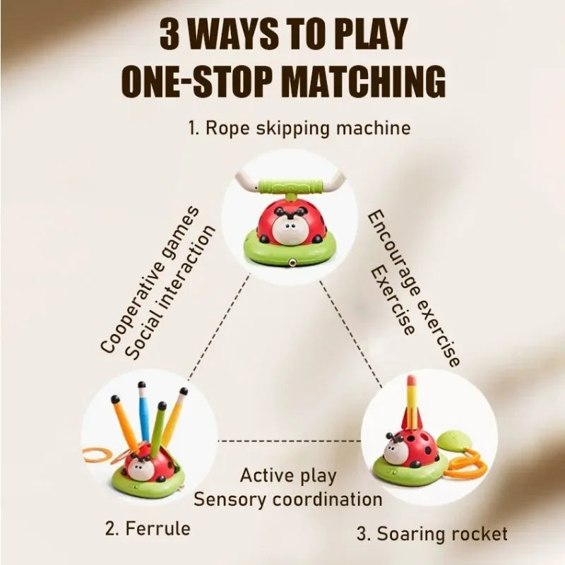 3-In-1 Kid Skipping Rope Machine Ferrule Game Adjustable Sport Machine Somatosensory Training Toy Indoor Outdoor Sport Equipment