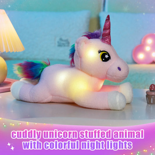 Glowing Unicorn Plush Toy,Unicorn Theme Birthday Party Gift Toy For Kids, Ideal Playing Doll Ornament