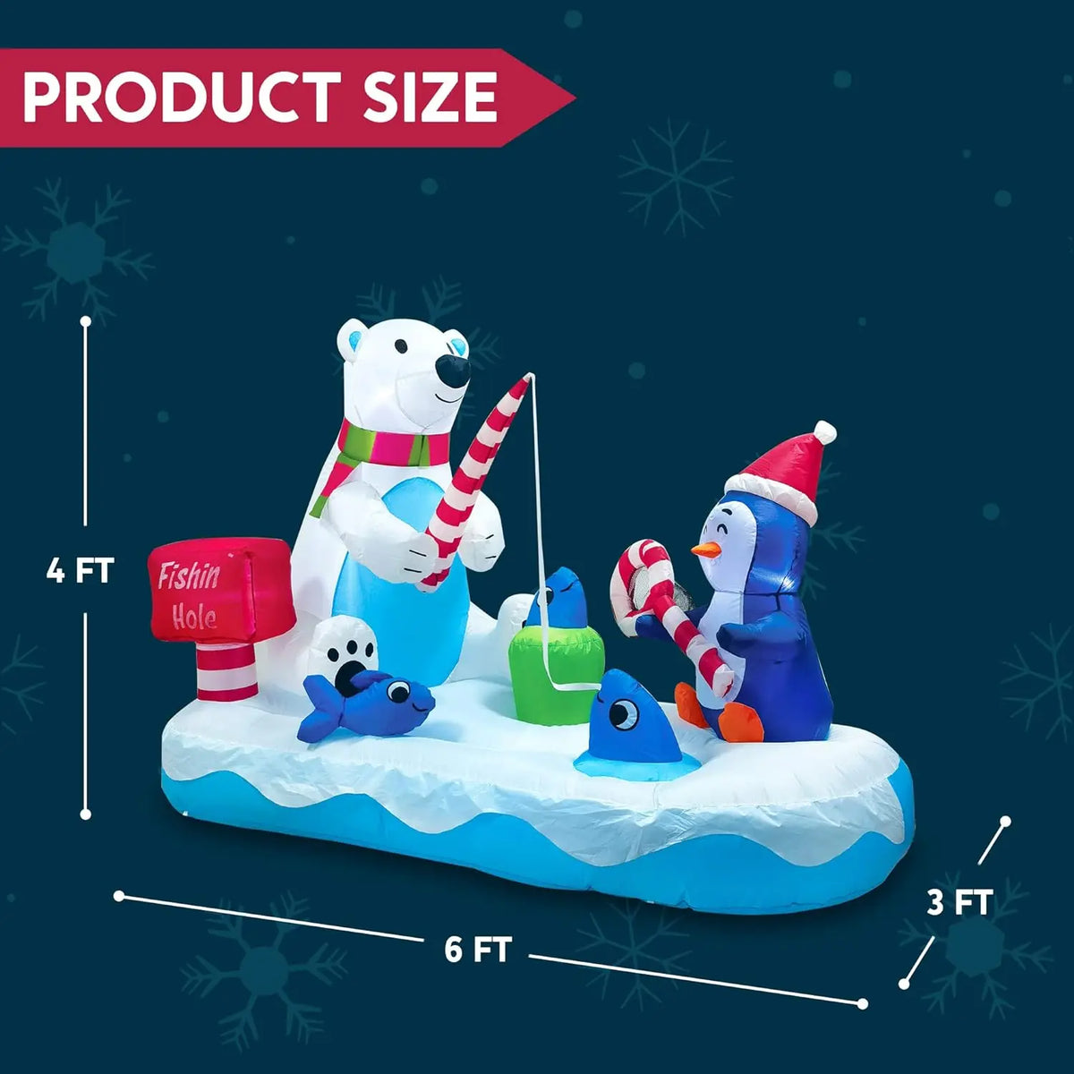 6 FT Long Christmas Inflatable Penguin & Polar Bear Decoration,Blow Up Yard Decoration for Christmas Party Decorations