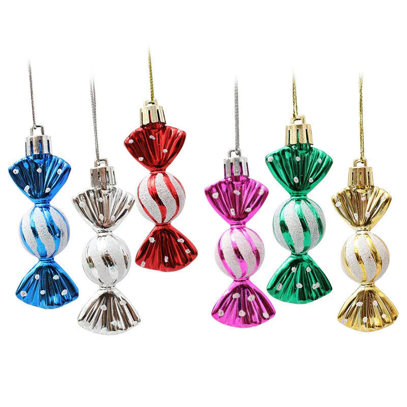 6pcs/box Candy Crutch Icicle Christmas Tree DIY Ornaments New Year Xmas Gifts Christmas Ball Decoration for Home Navidad