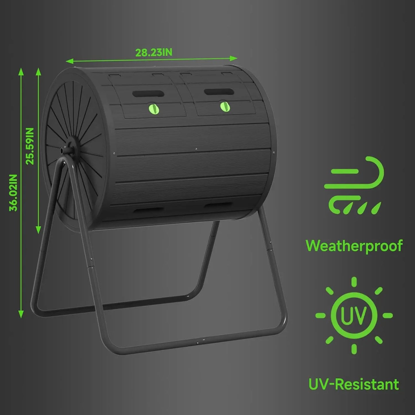 Compost Bin Outdoor 37.5 Gallon All-Season Dual Chamber Tumbling for Garden, Kitchen, Yard, Outdoor