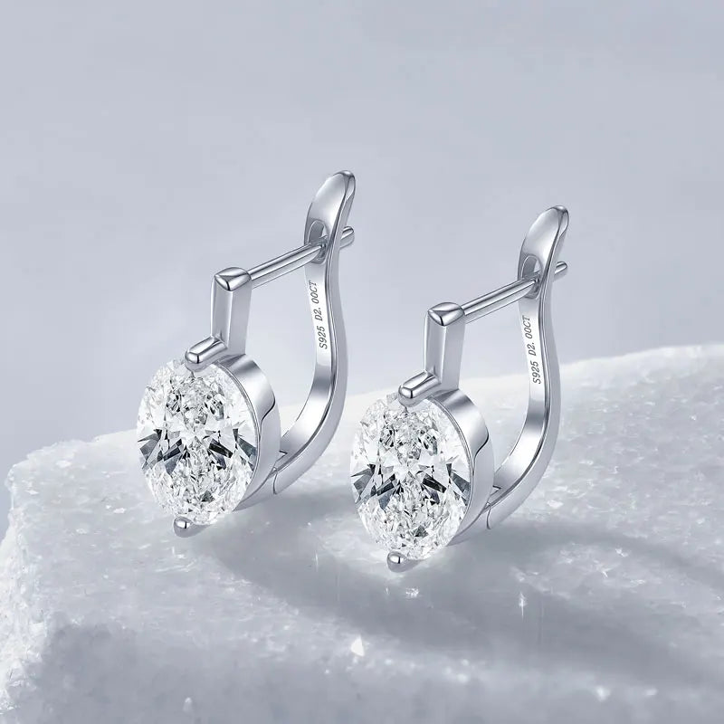 OXTAO 2ct Moissanite Solitaire Stud Earrings Certified 925 Sterling Silver Drop Hoop Earrings Spakling D Color Female Jewelry