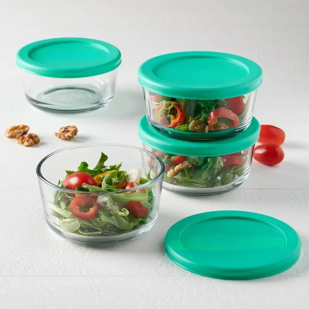 2 cups glass storage containers with LIDS, set of 4 glass food storage containers with mint comfort LIDS