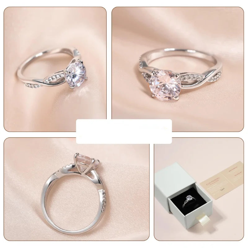 18K White Gold Plated Sterling Silver Cubic Zirconia Engagement Ring