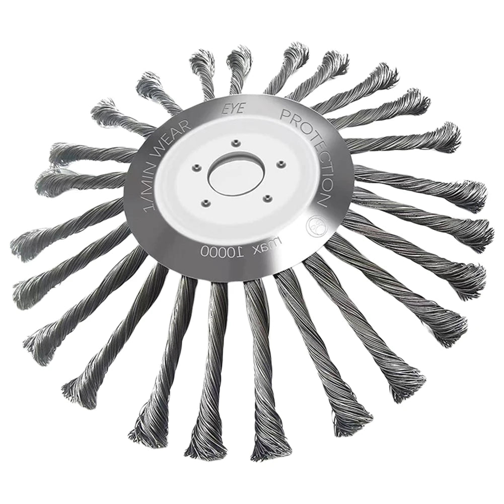 Universal 10inch Knot Steel Wire Grass Trimmer Head Steel Wire Wheel Weed Brush Cutter Head Lawn Mower Brush Cutter Accessories