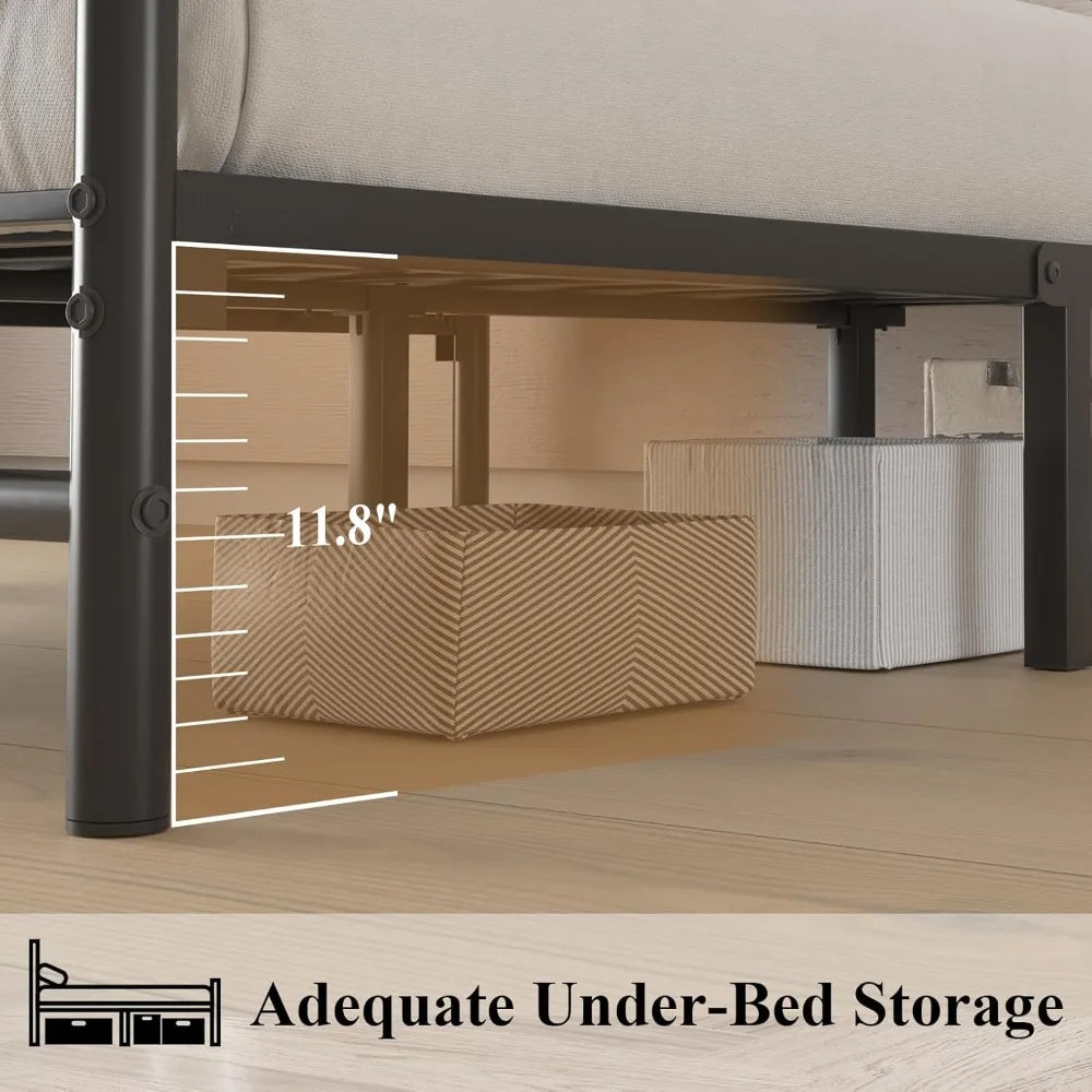 Queen size frame/metal platform bed with butterfly pattern design headboard and footboard