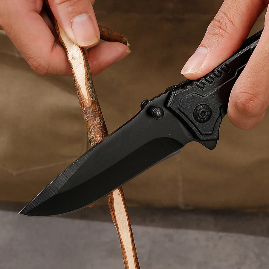 Multi functional outdoor camping knife with safety lock, foldable blade and sharp pocket tactical knife, suitable for fishing