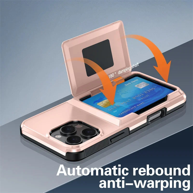 Card Wallet Phone Cases iPhone 16 15 14 Pro Max 13 12 11 Pro Shockproof Protective Cover for iPhone 16 Flip Shell with Stand