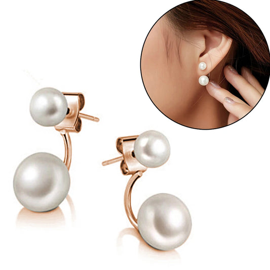 Fashionable Earrings Double Side Earring Crystal Ball Stud Earrings Women Pearl Earrings Ear Accessories Ear Drop Jewelry 1 Pair