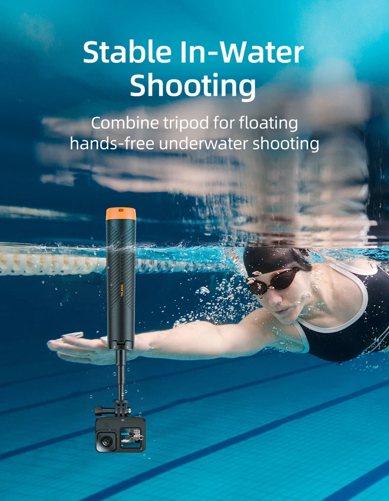 TELESIN 4 in 1 Selfie Stick Floating Hand Grip Tripod Waterproof Extendable Selfie Monopod for GoPro DJI OSMO Action Insta360