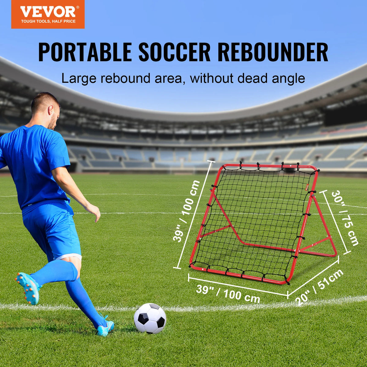 Portable Soccer Rebounder Net Adjustable Angle Football Training Goal