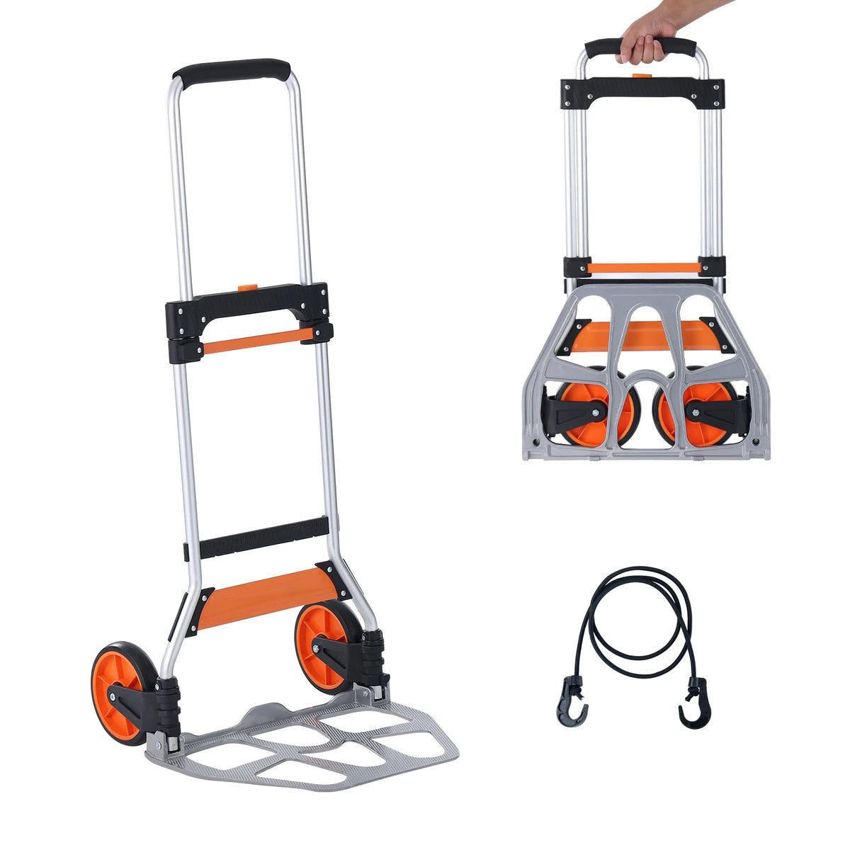 SucceBuy 176/275/309 lbs Folding Hand Truck Portable Cart Dolly with Telescoping Handle and Binding Rope for Moving Warehouse