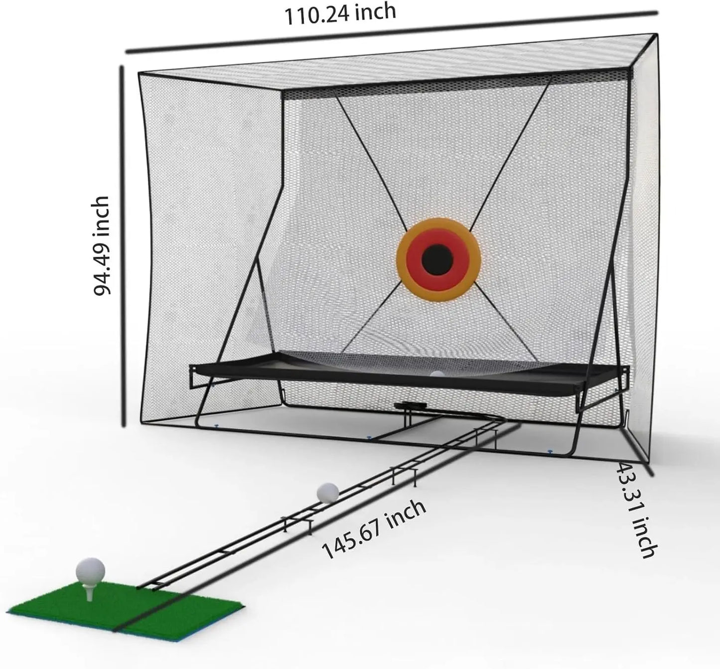 Golf Practice Net (305 x 244 cm) with Ball Return (335 cm) and Ball Blanket, Large Golf Training Net for Chipping and Swing with Target, Robust Net with Carry Bag