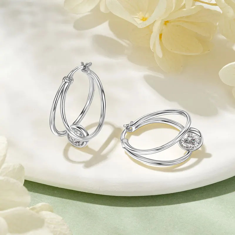 OXTAO Certified D Color Moissanite Split Hoop Huggie Earrings Real 925 Sterling Silver Versatile Dangle Earrings Female Jewelry